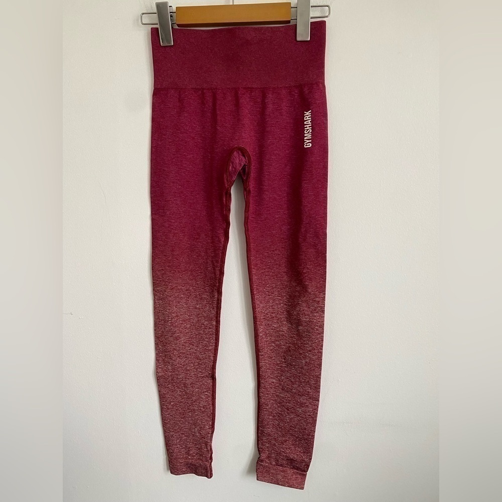Gymshark Adapt Seamless Ombre Burgundy Logo High Rise Leggings • XS